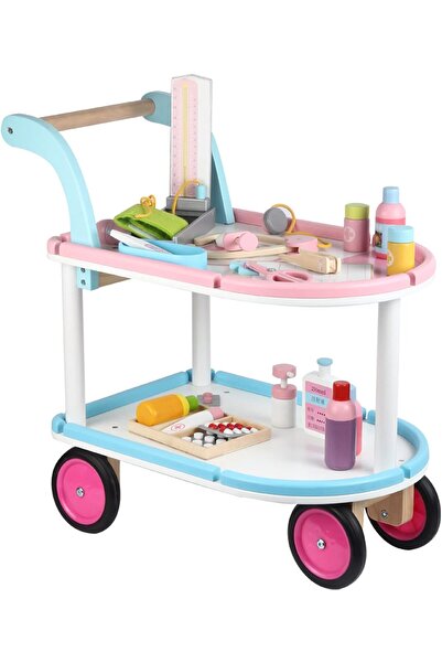 Generic مجموعة لعب تظاهري بعربة طبية للأطفال مع سماعة طبية، زي تنكري للأطفال،...