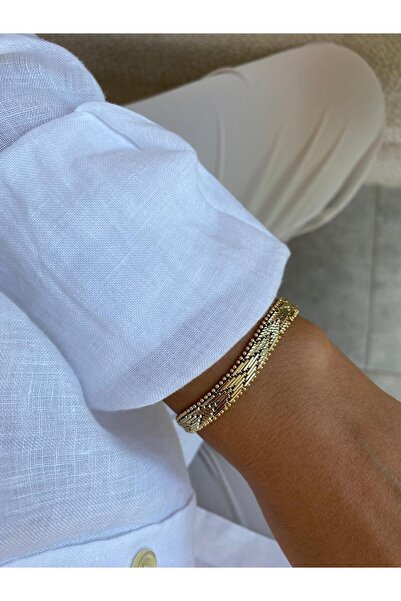 Trinidad Xuping Özel Seri 14K V Desen Hasır Kuyumcu İşçiliği Gold Bileklik