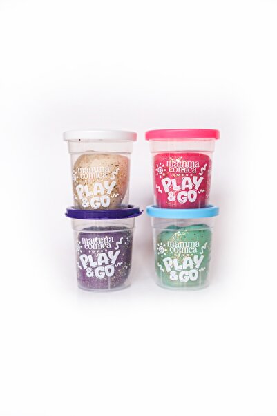 MammacomicaDough 4-Piece Natural Glitter Play Dough Set (4 Colors X 65 Gr)