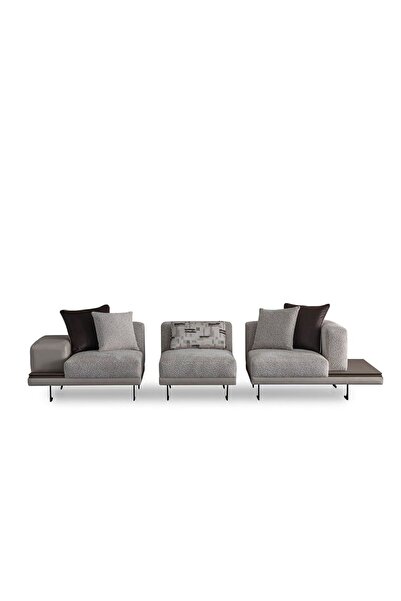 Danube Home Intenso 4 Seater Fabric Sofa - Light Brown, Stylish Metal Frame, Comfortable Seating, Turkey