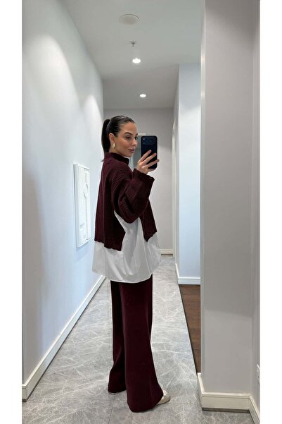 sinemkivanc co Poplin Shirt Detailled Knitwear Set