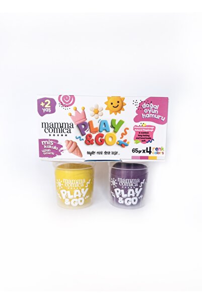 MammacomicaDough Play & Go 4-Piece Natural Colored Play Dough Set (4 Colors X 65 Gr)