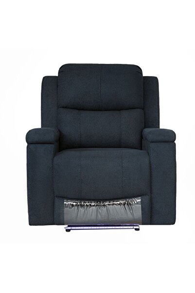 Danube Home كرسي استرخاء من القماش Paladin بمقعد واحد مع إضاءة LED وحامل أكواب - كرسي استرخاء أنيق باللون الأزرق لمزيد من الراحة