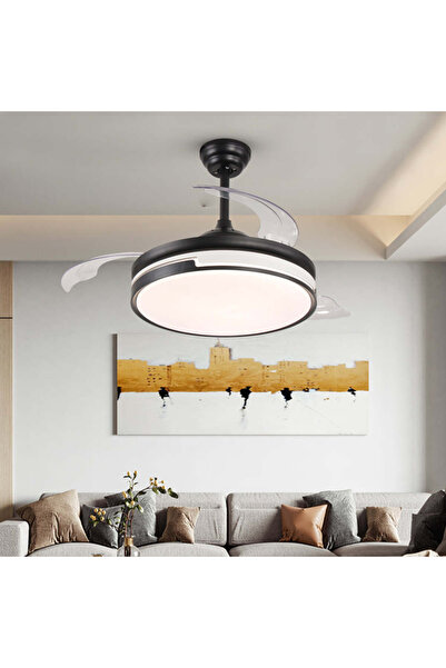 RFAN Candelabru cu ventilator, ESC-410YY BK, design modern, negru