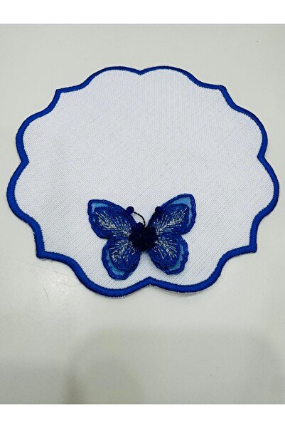 İNCİ ÇEYİZ 2 Adet Üç Boyutlu Kelebek Detaylı Kahve Yanı Kokteyl Peçetesi & Bardak Altlığı.