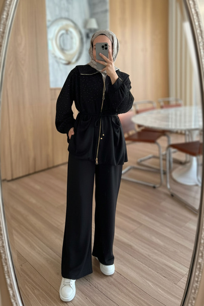 Ka Hijab Balloon Form Stone Modal Set - Black