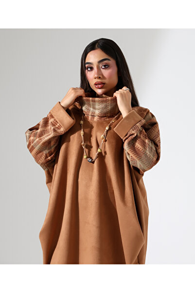 Fi'l Arz Fashion Women's Degaje Collar Loose Long Plus Size Tunic