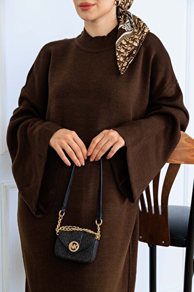 benguen Дълга плетена рокля H25303 Кафява