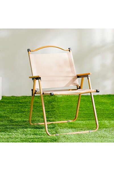 Danube Home Foldable Camping Chair - Beige - Portable & Sturdy for BBQs, Picn...