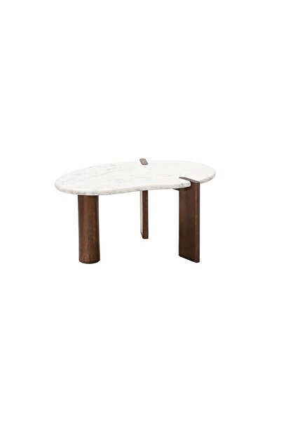 Danube Home Wren Marble Top Medium Coffee Table - White/Walnut, Solid Wood, Stylish Living Room Furniture