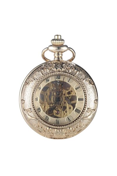 Gorben Ceas de buzunar din aur PM006, schelet mecanic, steampunk, cifre roman...