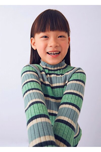 MAYORAL Pulover cu gât roșu pentru fetiță, albastru 4001