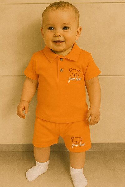 RAPAPA Baby Set with Embroidered Polo Collar Shorts by Your Bear - Summer 2-Piece Set 1109t