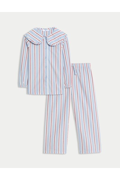 Marks & Spencer Saf Pamuklu Çizgili Pijama Takımı (1–8 Yaş)
