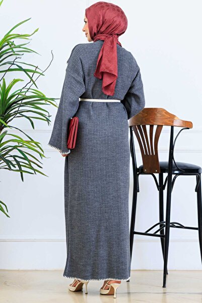 benguen Collar Detailed Knitwear Dress K3036 Anthracite