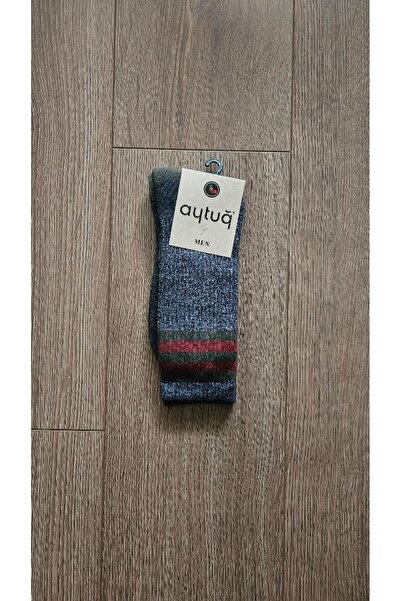 Aytuğ 3 Pairs Men's Towel Group (Gray) Combed Cotton Socks - 22466