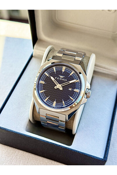 FERRO Silver Steel Band Men's Wristwatch Fm43025A-A3 All Functions Active 3Atm Water Resistant