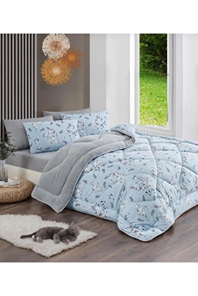 Arma Concept Cuvertură dublă din silicon Welsoft Pufidik cu model de flori, cu două fețe, 195x215 + 2 fețe de pernă