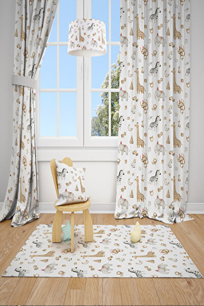 BelezaHome ستارة خلفية لغرفة الأطفال بتصميم الزرافة والحمار الوحشي مع جناحين