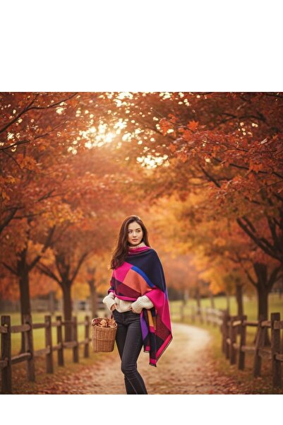 STS Women's Open End Geometric Pattern Cashmere Shawl for Autumn and Winter 190*65cm