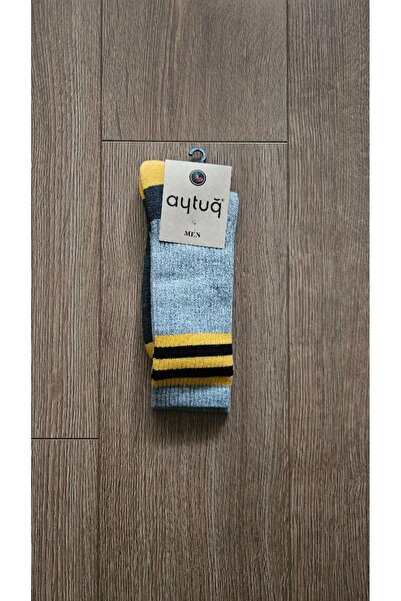 Aytuğ 3 Pairs Men's Towel Group (Gray) Combed Cotton Socks - 22466