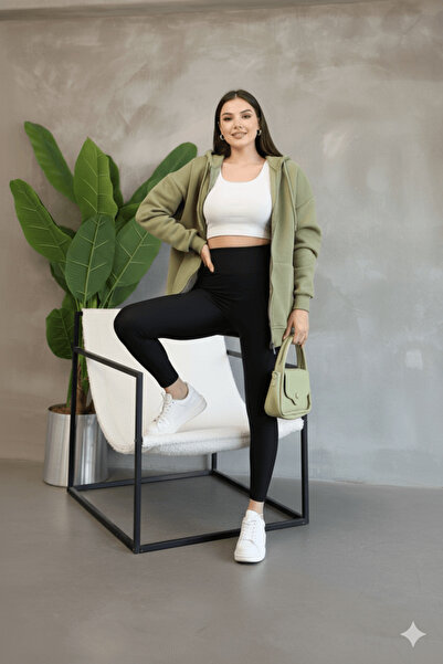 cemo Kadın Genç Unisex Cepli Kapüşonlu Fermuarlı Sweatshirt Hırka