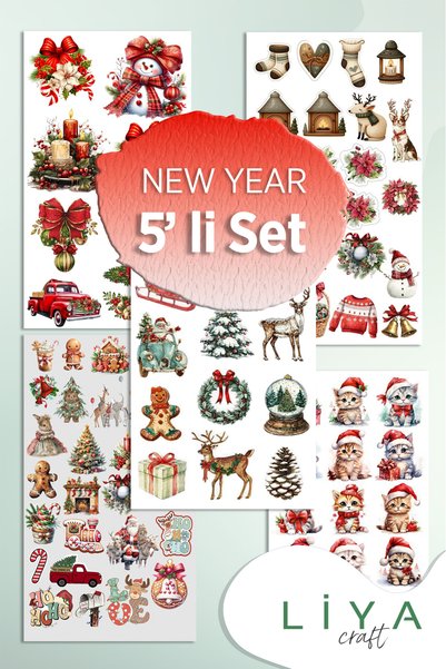 LiyaCraft 5'li New Year Favori En Set Renk Renk Temalı Sticker Planner Ajanda...