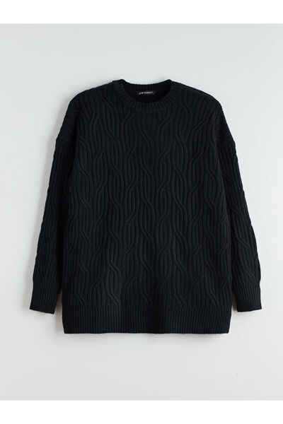 LC Waikiki Pulover de tricotat pentru femei, albastru bleumarin, cu decolteu ...