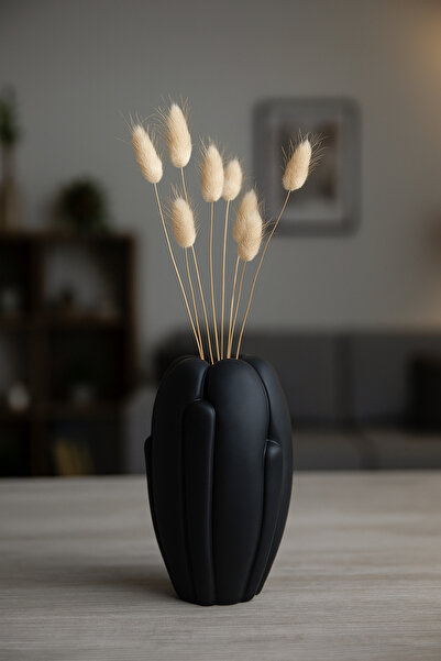 TACTIC Vază decorativă din piatră în formă modernă 16 cm – Potrivită pentru utilizare în sufragerie, birou și pe blatul mesei