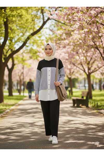 butik hira Liora Women's Hijab Shirt Detailed Two-Piece Set