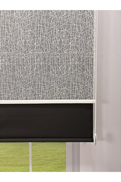 donatti perde OLYMPOS Serisi – Kırçıl Desenli Çift Mekanizmalı Beyaz Tül Siya...