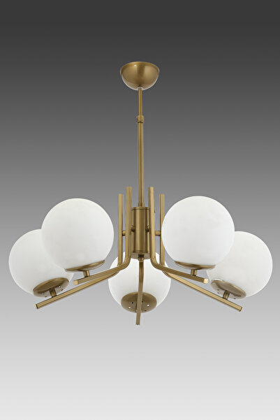 avimonaydınlatma ŞENNA 5'Lİ ESKİTME RENKTE BEYAZ GLOB CAMLI MODERN SARKIT AVİZE OTURMA ODASI SALON