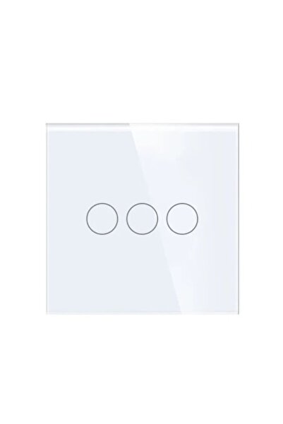 Bingoelec Intrerupator cap-scara/cap cruce, 3 butoane touch din sticla securizata, cu indicator LED, Alb