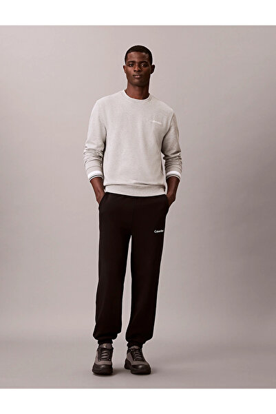 Calvin Klein Erkek Marka Logo Baskılı Bisiklet Yaka Günlük Kullanıma Uygun Uzun Kollu Şık Görünüşlü