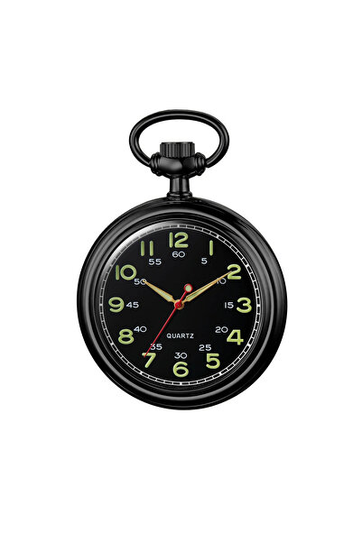 Gorben Ceas de buzunar PM001 Negru - Cuarț, Afișaj cu cifre arabe, Cu lanț re...