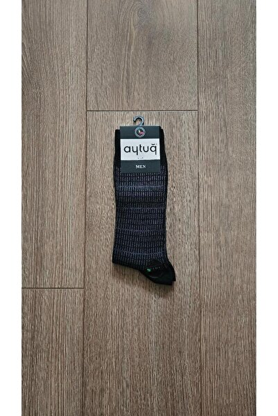 Aytuğ 3 Pairs Men's Bamboo Group (Black-Grey-Navy Blue) Combed Cotton Socks - 25063