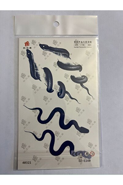 Airbrush Tattoo Yılan 18x11 cm 1 Aylık Yarı Kalıcı Yapıştırma Geçici Dövme