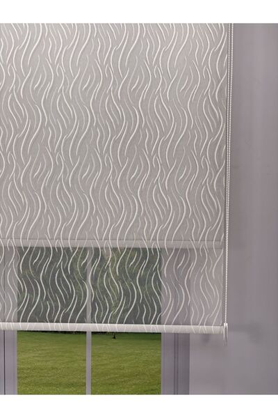 donatti perde EVA Serisi – Su Yolu Desenli Çift Mekanizmalı Açık Gri Perde