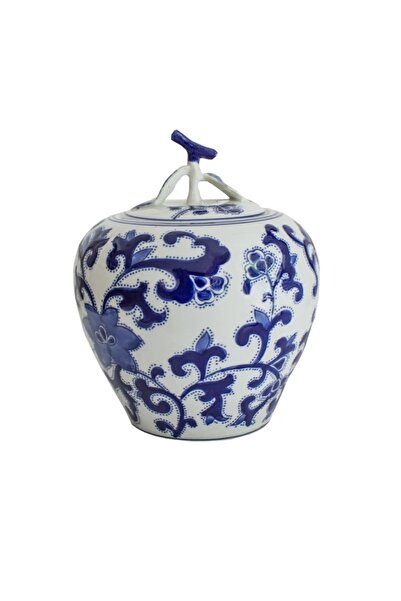 Design State Home Bleu Blanc Oval Küp