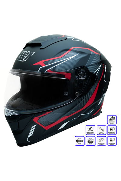 GP KOMPOZİT GP MY HELMET MKS001-BGR Yarış Spoiler Güneş Vizörlü Şeffaf Full Face Motosiklet Kaskı