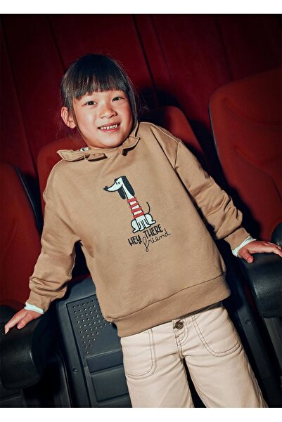 MAYORAL Κοριτσίστικο κέντημα με βολάν γιακά σε καφέ χρώμα 4430