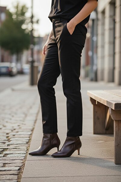 akerler Kadın Kahve Sivri Mini Ökçe Günlük Bot md561