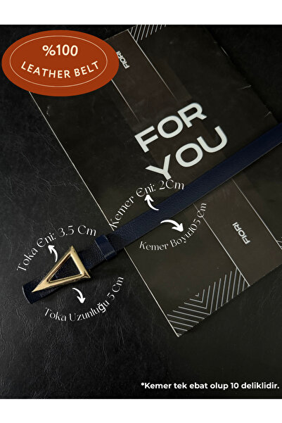 Fiori Genuine Leather Triangle Buckle Basic Women's Trouser Belt, Coat Belt, Dress Belt