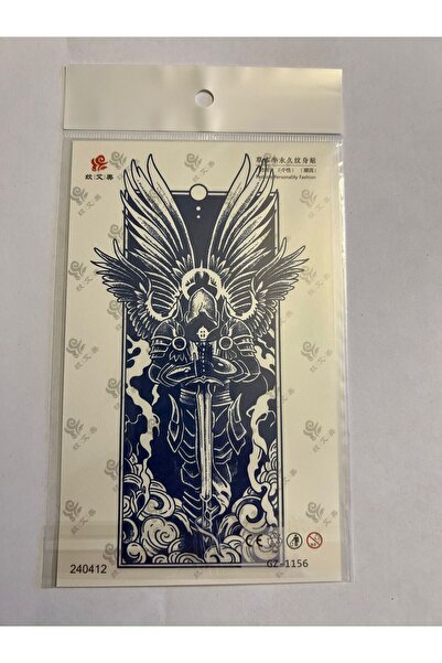 Airbrush Tattoo Kanatlı Savaşçı 18x11 cm 1 Aylık Yarı Kalıcı Yapıştırma Geçic...