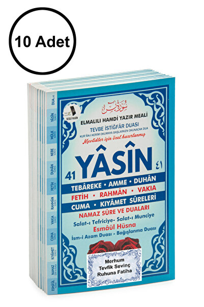 Furkan Neşriyat 10 Adet Türkçe Mealli Orta Boy 80 Sayfa 41 Yasin - Mavi Renk