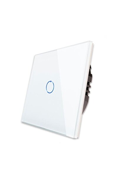 Bingoelec Intrerupator Smart WIFI fara nul, cu un buton touch 1000w, sticla securizata cu indicator LED, alb