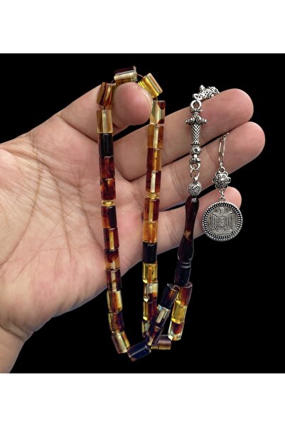 Trikala Fosilli Mügellef Damla Kehribar Tesbih 10x7mm