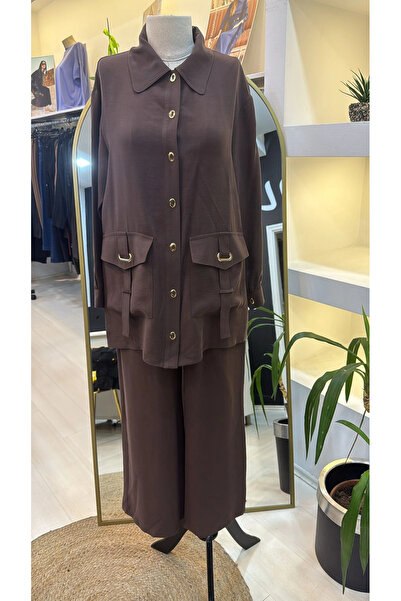 Nuss 1025 Full Length Buttoned Pants Suit Brown