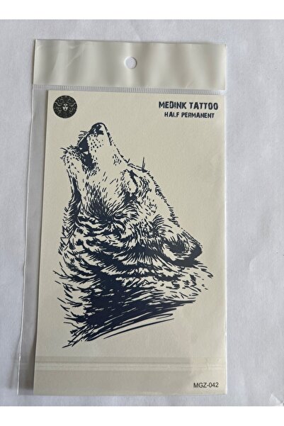 Airbrush Tattoo Bozkurt 18x11 cm Yarı Kalıcı Hayalet Geçici Dövme Yapıştırma ...