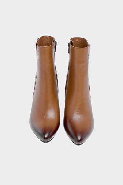 derinet Klasik Hakiki Deri Fermuarlı Kadın Bot